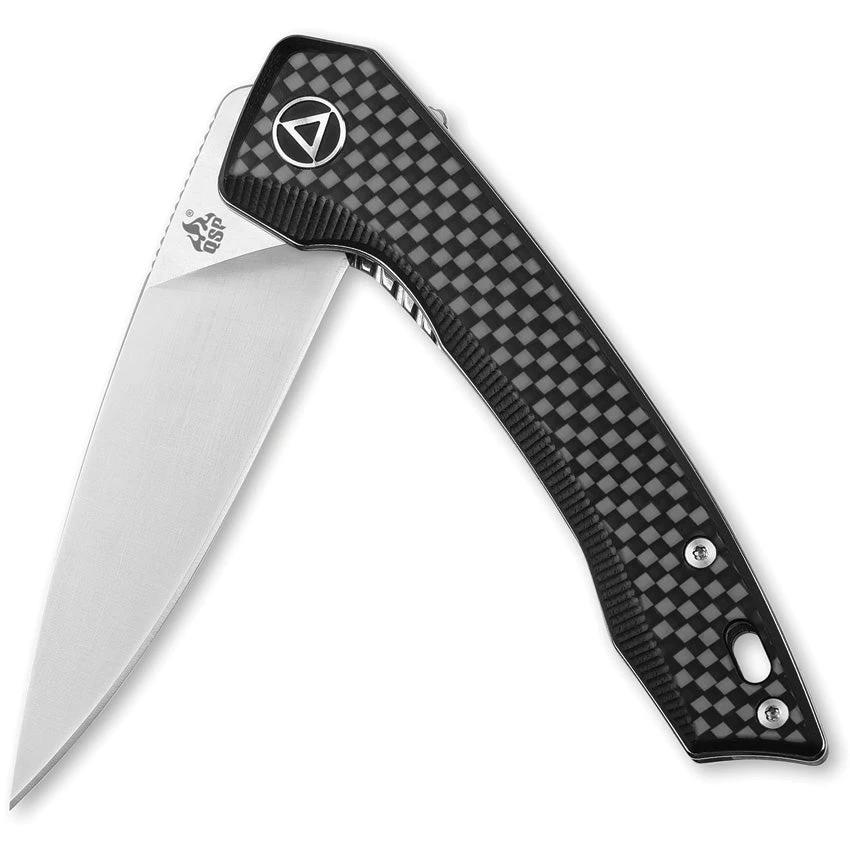 QSP Leopard Linerlock Knife With Carbon Fiber Handle And Satin 14C28N Blade For EDC Enthusiasts by QSP Knife