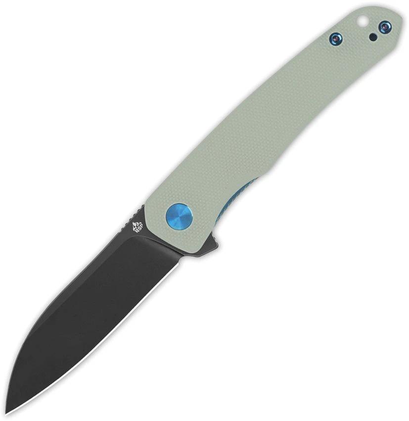 QSP Otter Linerlock Knife Jade G10 Handle 14C28N Blade Extended Tang For EDC Enthusiasts by QSP Knife