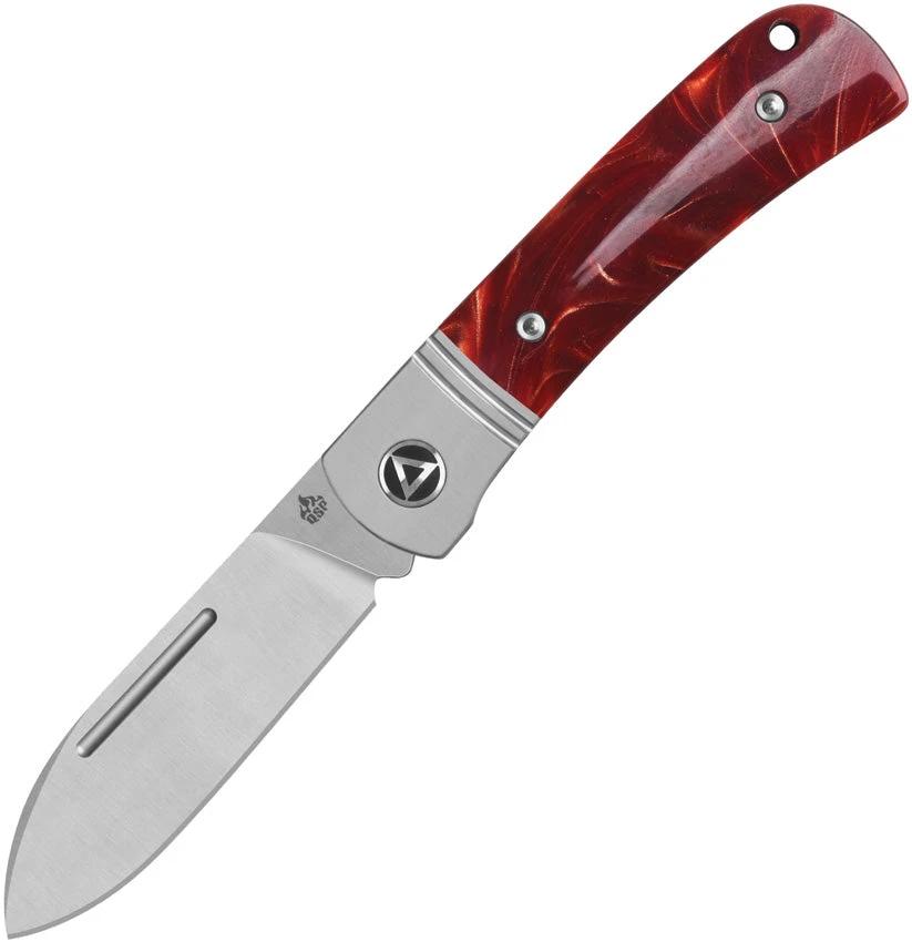 QSP Hedgehog Slip Joint Knife With Red Resin Handle And Satin 14C28N Blade For EDC Enthusiasts by QSP Knife
