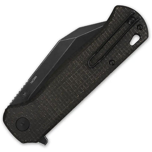 QSP Swordfish Button Lock Folding Knife - One Handed Access Brown Micarta Handle by QSP Knife