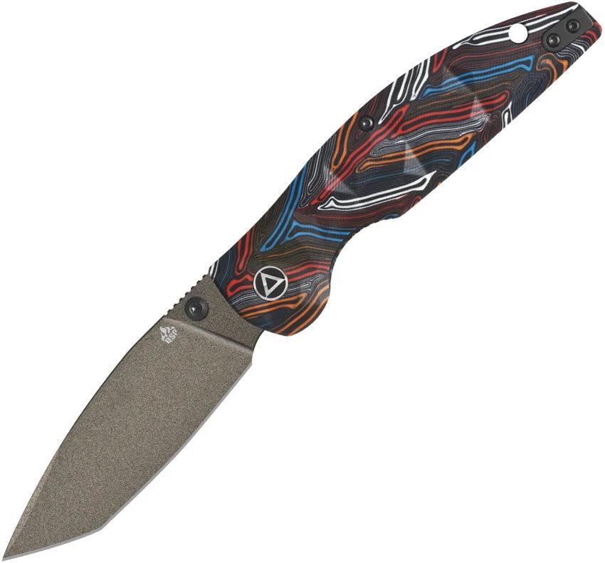 QSP Turtle Punk EDC Knife Linerlock With MultiG10 Handle Bold Grip 14C28N Stainless Steel Champagne Ceramic Coating by QSP Knife