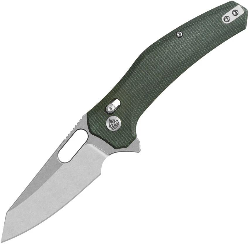 QSP Emu Glyde Lock Knife Green Micarta For EDC Enthusiasts Premium 14C28N Sandvik Blade 3.25in by QSP Knife