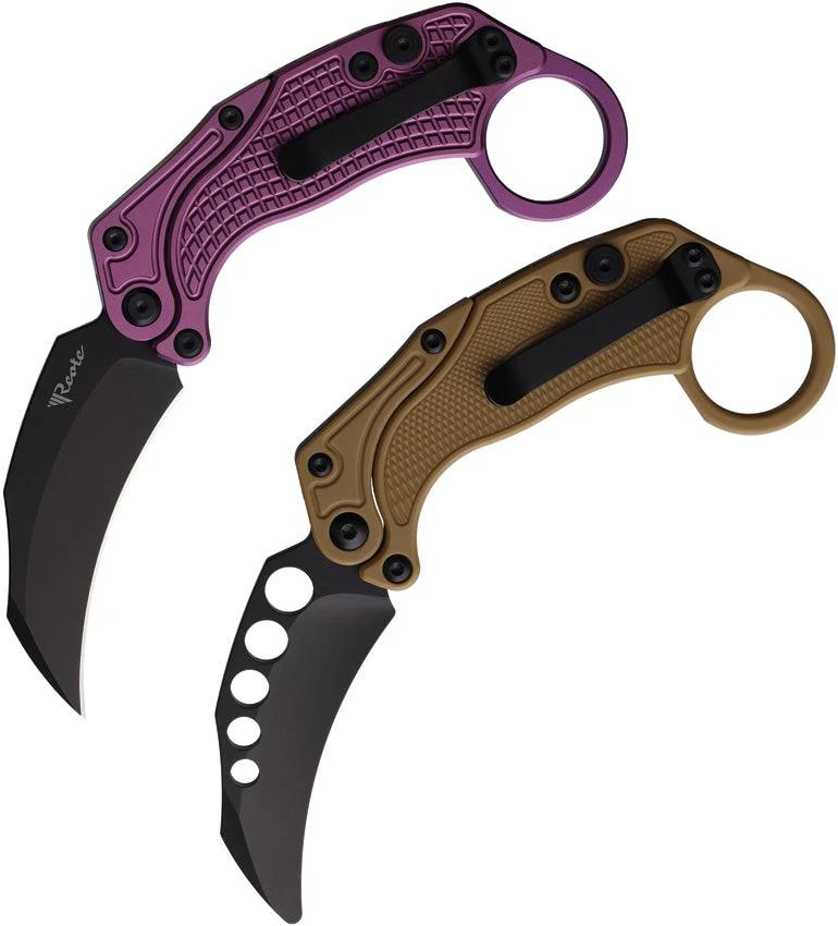 Reate Knives EXO-K Button Lock Purple Black EXO-K PURPLE BLACK PVD by Reate Knives