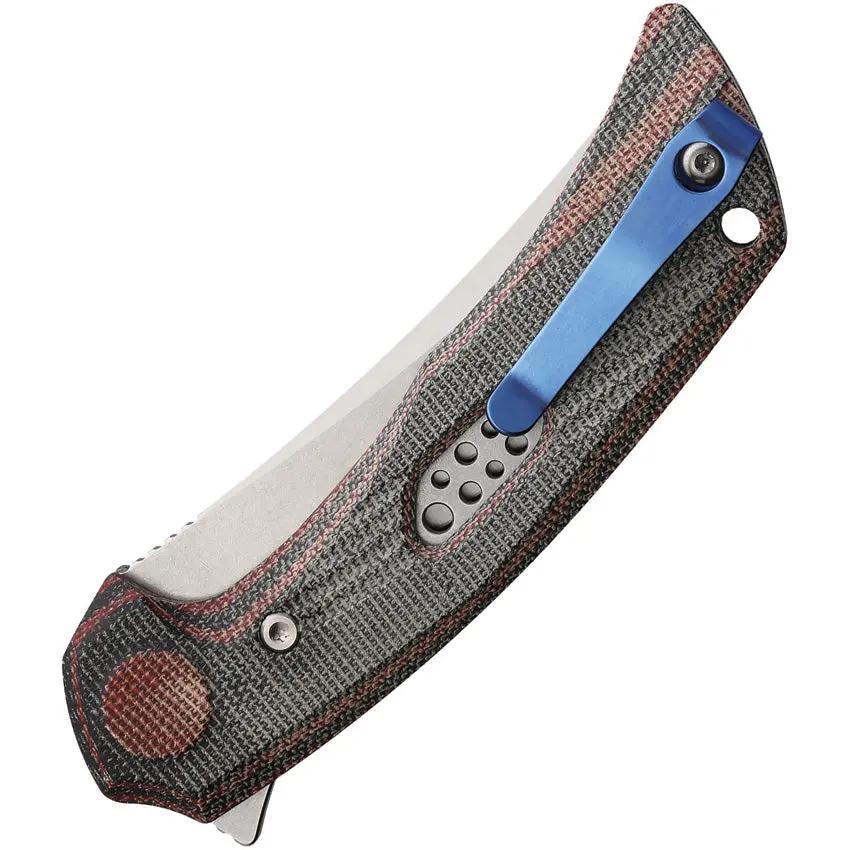 Reate Knives PL7 Pivot Lock Knife - Nitro V Curved Blade With Red Black Micarta Handle For EDC Enthusiasts by Reate Knives