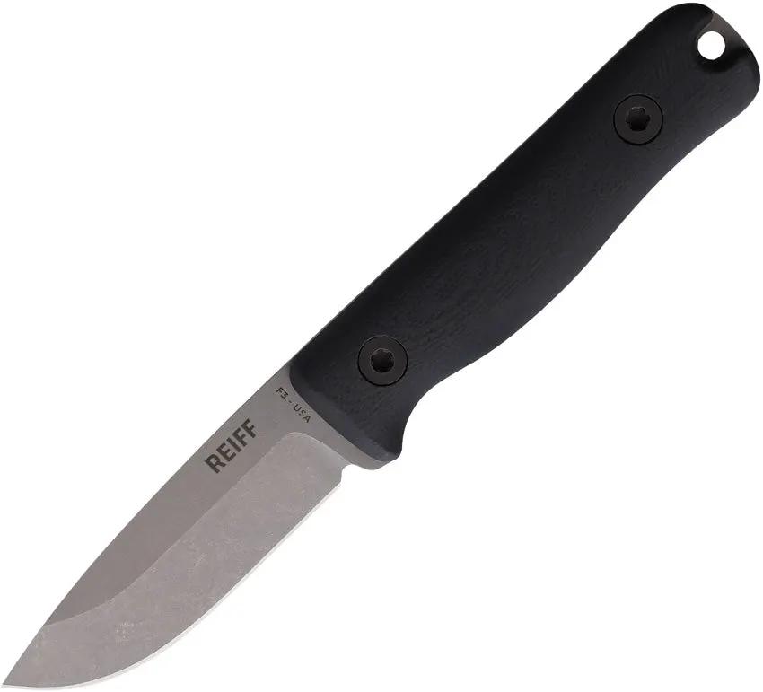 Reiff Knives F3 EDC Fixed Blade Black F3019BLGBRCR by Reiff Knives