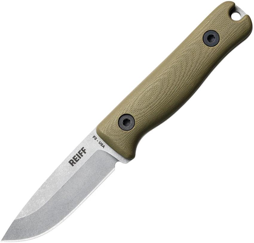 Reiff Knives F3 EDC Fixed Blade OD G10 Ltr F3119ODGBRCR by Reiff Knives