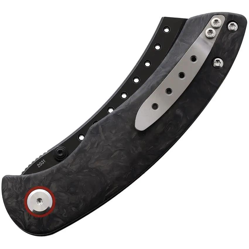 Red Horse Knife Works Hell Razor Linerlock Marble RH010 MARBLED CF PVD BLAC by Red Horse Knife Works