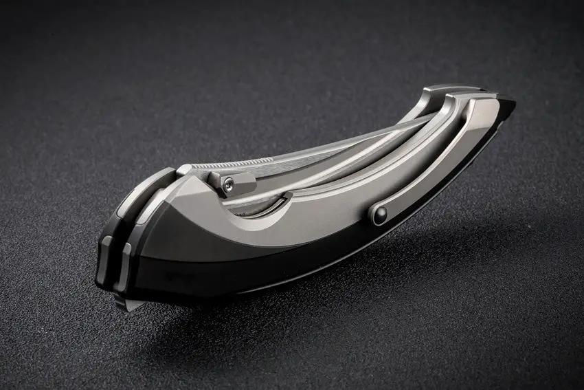 Rike Knife Lamella Linerlock Black DLC Edition - M390 Satin Blade, Extended Tang, Titanium Handle by Rike Knife