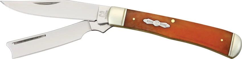 Rough Rider Razor Trapper Knife Orange Bone Handle 4.13 Inch Closed Stainless Clip Blades For EDC Premium Enthusiasts by Rough Rider