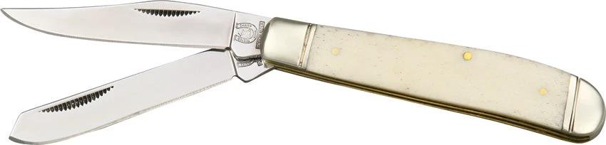 Rough Rider Mini Trapper KB205 Stainless Clip And Spey Blades White Bone Handle Boxed For Collectors by Rough Rider