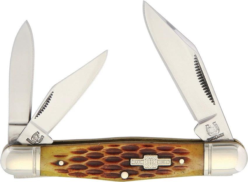 Rough Rider Whittler Amber Bone Knife 3.5 Inch Closed with Three Blade Options for Collectors by Rough Rider