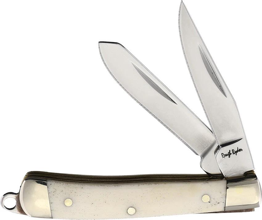 Rough Rider Mini Trapper 2In White Smooth Bone Handle Stainless Clip Spey Blades For Collectors by Rough Rider