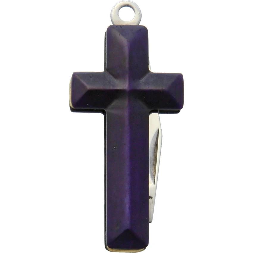 Rough Rider Cross Knife Purple Smooth Bone Satin Clip Point Blade EDC Pocket Knife by Rough Rider