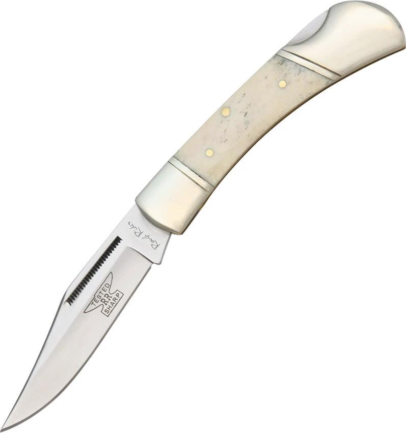 Rough Rider KA09 Lockback Knife 3.75in Closed 2.79in Stainless Clip Point Blade White Bone Handle For Collectors by Rough Rider