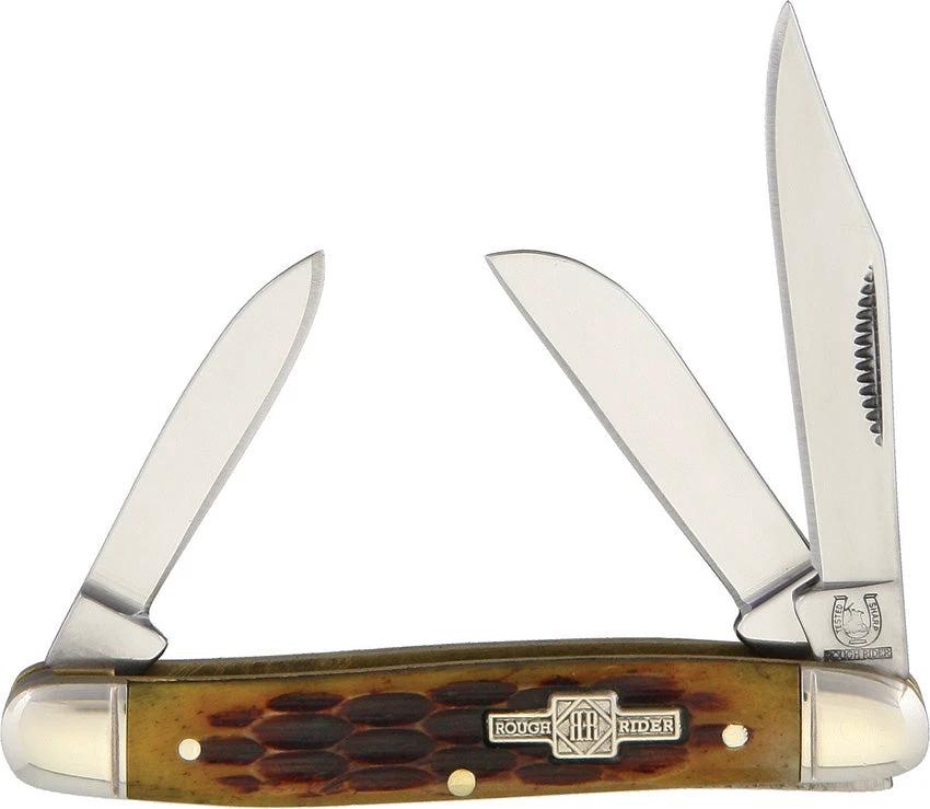 Rough Rider Small Stockman Amber Bone KB305 by Rough Rider