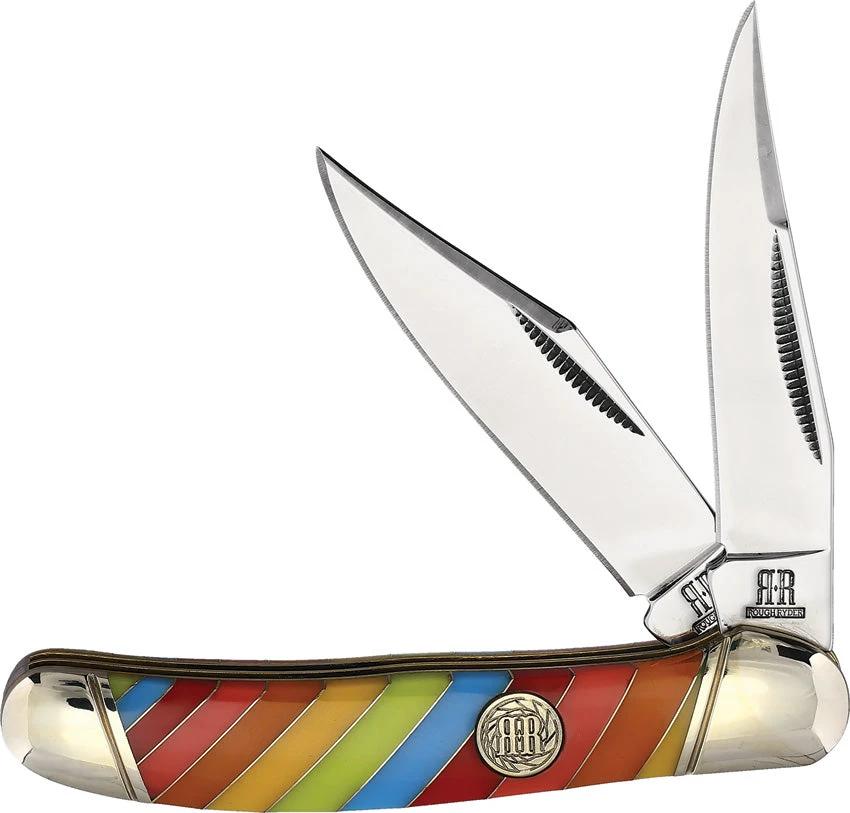 Rough Rider Lollipop Copperhead Knife 3.75in Closed With Mirror Finish Stainless Clip Skinner Blades For Collectors by Rough Rider
