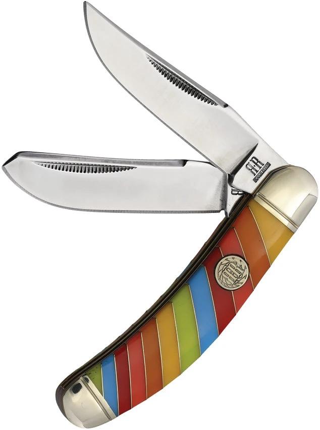 Rough Rider Lollipop Sowbelly Trapper Knife 3.75in Stainless Clip Spey Blades Durable Plastic Handle For Collectors by Rough Rider