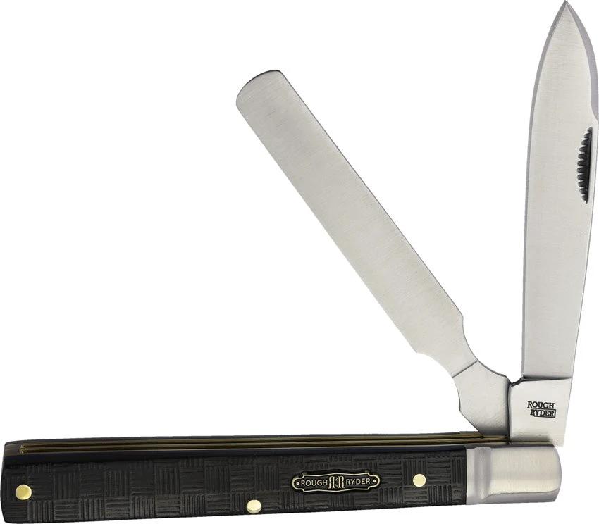 Rough Rider Bearhead Doctors Knife 3.5 Inch Satin 440A Stainless Spear And Spatula Blades Pakkawood For Collectors by Rough Rider