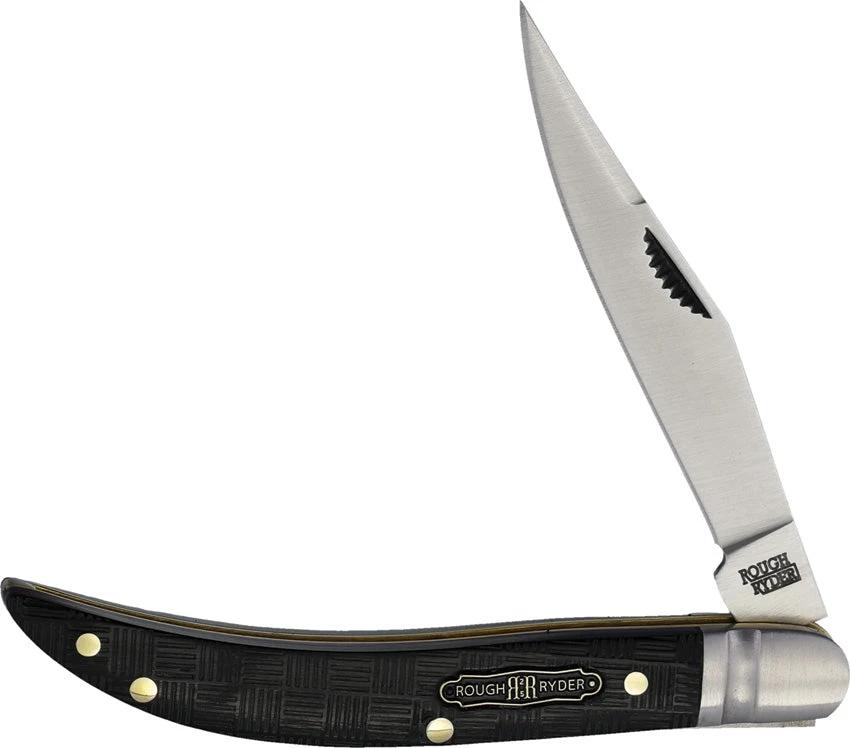 Rough Rider Bearhead Toothpick Knife 3In Closed Premium Satin 440A Clip Blade Black Pakkawood For EDC Enthusiasts by Rough Rider