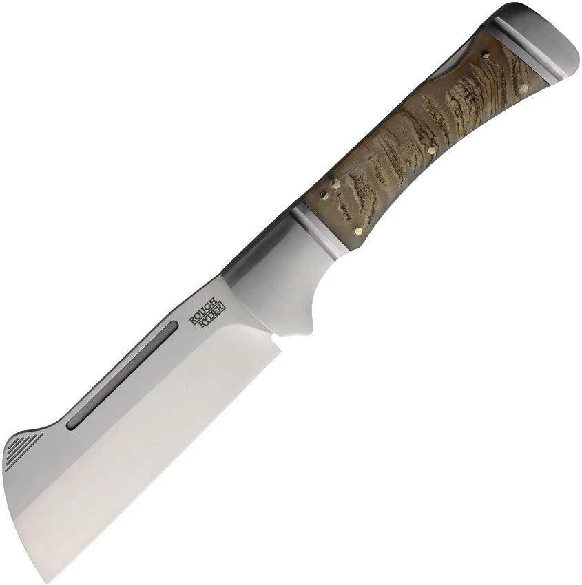 Rough Rider Big Horn Lockback Knife 4in Satin Blade Rams Horn Handle EDC Outdoorsmen by Rough Rider