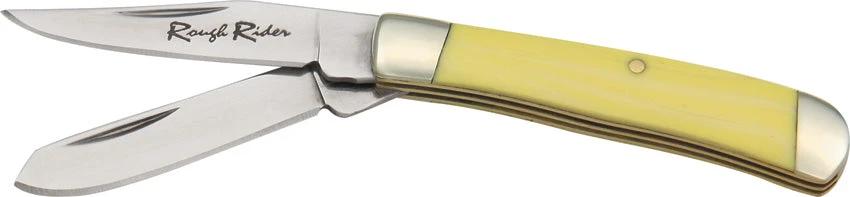 Rough Rider Tiny Trapper Knife 2-Inch Closed With Stainless Clip And Spey Blades Yellow Synthetic Handle For Collectors by Rough Rider