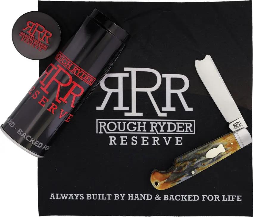 Rough Ryder Reserve One Arm Razor - D2 Steel Blade With Stag Bone Handle and Stainless Bolsters by Rough Ryder Reserve