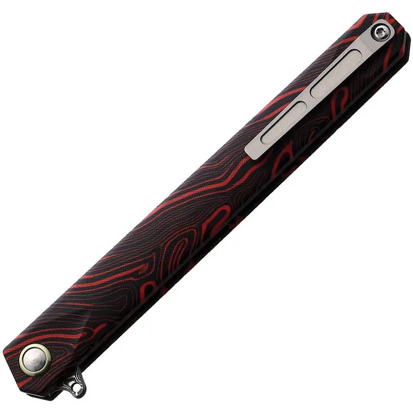 Rough Ryder Reserve Linerlock Knife - Damascus Steel Blade With Black Red G10 Handle by Rough Ryder Reserve