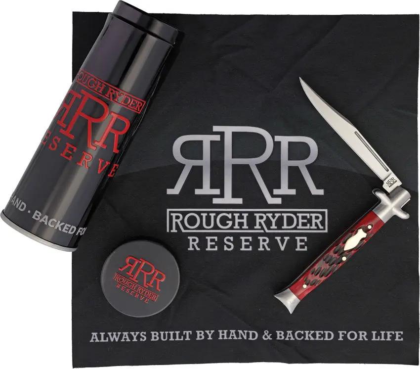 Rough Ryder Reserve Bowtie Folder - Satin D2 Tool Steel Clip Blade With Red Jigged Bone Handle by Rough Ryder Reserve