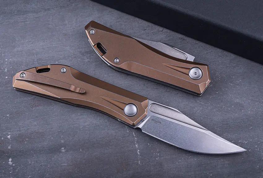 Real Steel Ventus Slip Joint Knife 7042 With Bohler N690 Blade Bronze Stonewash Titanium Handle EDC Friendly by Real Steel