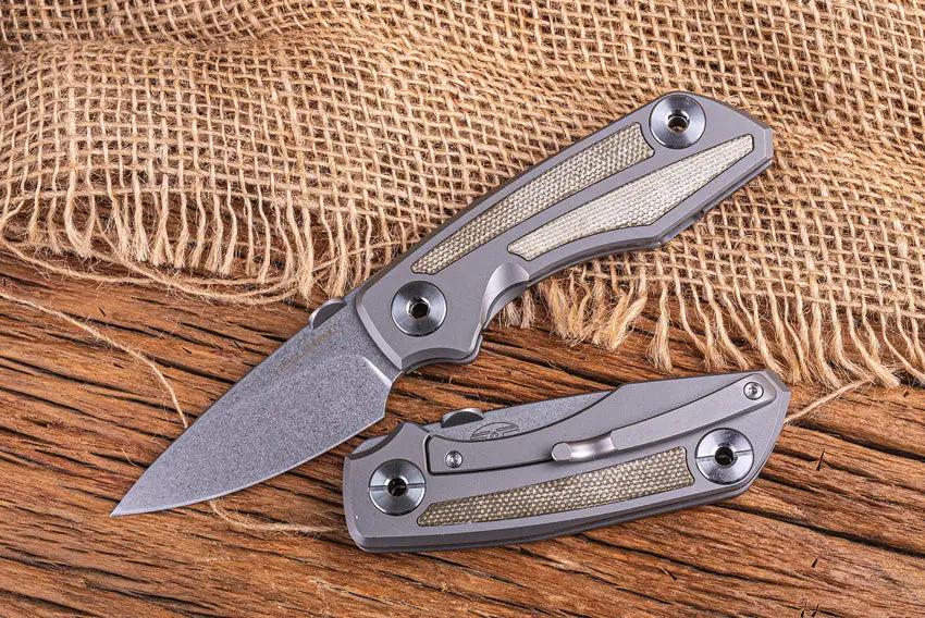 Real Steel Delta 2600 Framelock EDC Knife - S35VN Blade With Gray Titanium Frame And Green Micarta Inlay by Real Steel