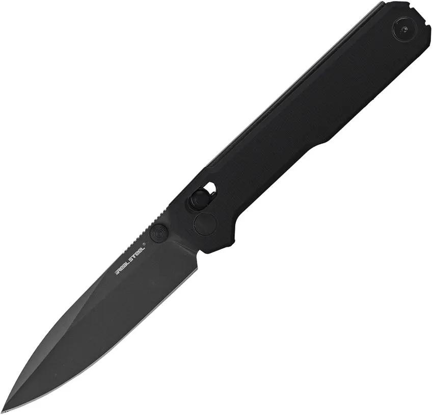 Real Steel Perix Crossbar Lock Knife 3.5in Nitro V Drop Point Black G10 EDC for Enthusiasts by Real Steel