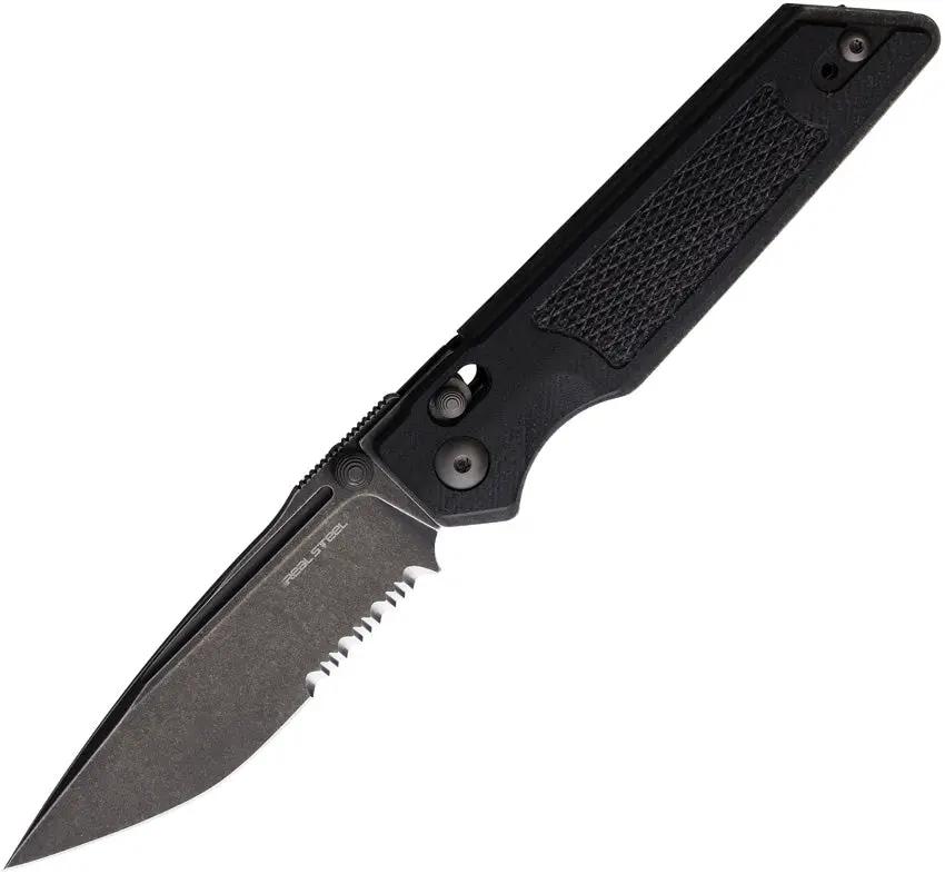 Real Steel Sacra TAC Crossbar Lock Knife - Compact EDC Ready Partially Serrated 3 Inch K110 Tanto Blade Black G10 Handle by Real Steel
