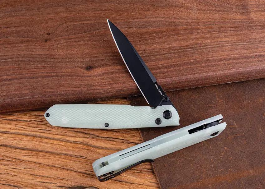 Real Steel G5 Metamorph Button Lock EDC Knife Jade G10 Handle - 14C28N Blade For Everyday Carry by Real Steel