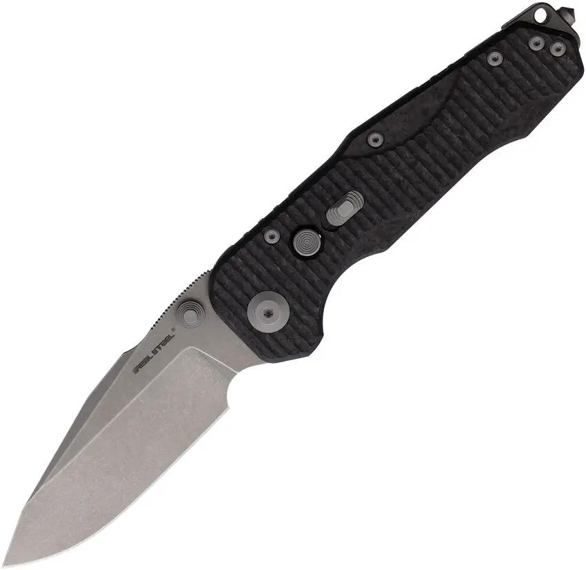 Real Steel Evolution Button Lock Knife DP 9913 With Premium S35VN Blade Carbon Fiber Handle For EDC by Real Steel