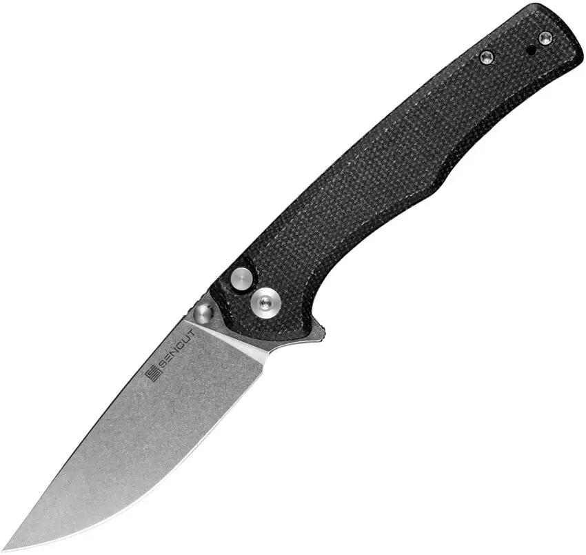 SENCUT Crowley Button Lock Micarta S21012-2 by SENCUT