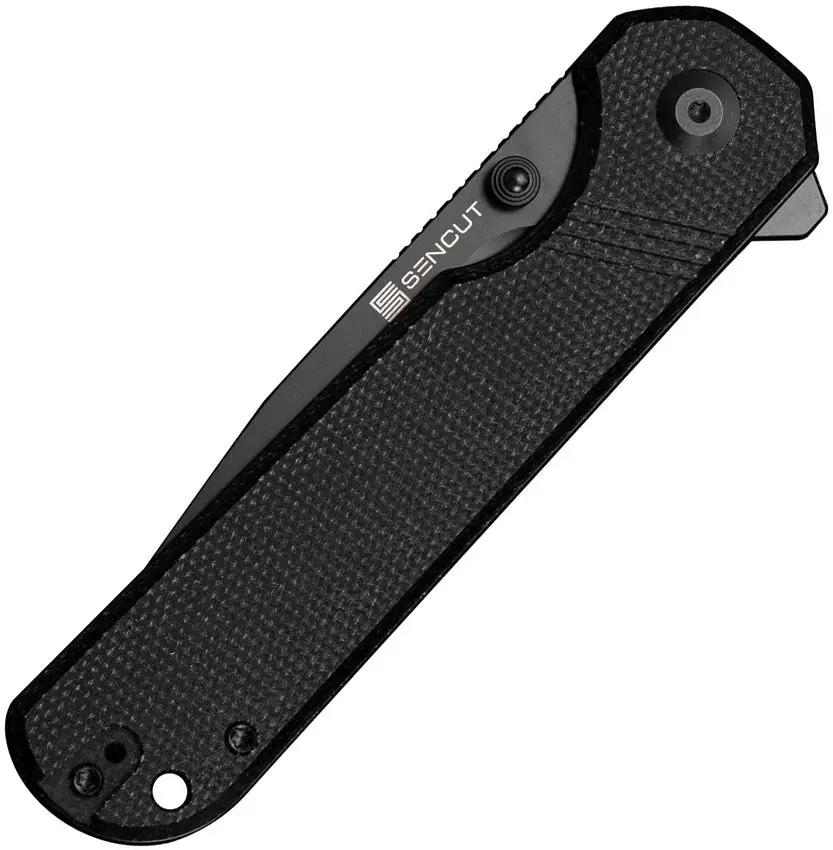 SENCUT Aetheris Linerlock - Black Micarta Handle With 9Cr18MoV Clip Point Blade And Extended Tang by SENCUT