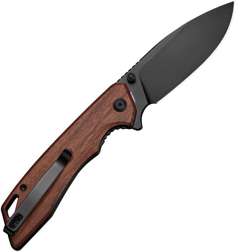 SENCUT Stratex Linerlock Wood S25055-3 - 3.25 Inch 9Cr18MoV Drop Point Blade With Wood Handle EDC Knife by SENCUT
