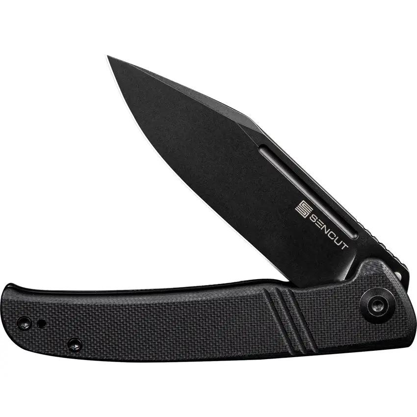 SENCUT Brazoria Linerlock - Black G10 Handle D2 Tool Steel Clip Point Knife With Pocket Clip by SENCUT