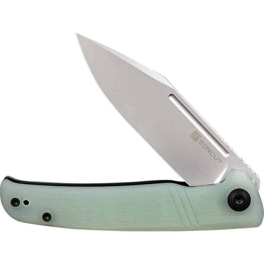 SENCUT Brazoria Linerlock Jade G10 SA12B - Bead Blast D2 Clip Point Blade With Extended Tang And Jade G10 Handle by SENCUT