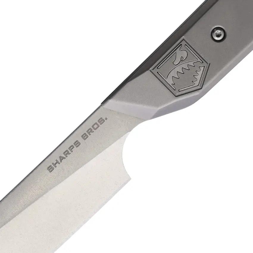 Sharps Bros Meanstreak Grill Knife S35VN Blade And Gray Titanium Handle Boxed Packaging Included SBKF05 by Sharps Bros.