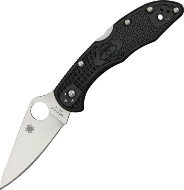 Spyderco Delica Lockback Knife Flat Ground VG-10 3In Blade With FRN Handle Pocket Clip For EDC Enthusiasts by Spyderco