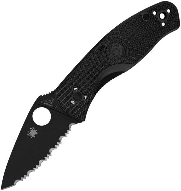 Spyderco Persistence Linerlock Folding Knife Black Serrated 8Cr13MoV Blade For EDC With Durable FRN Handle by Spyderco