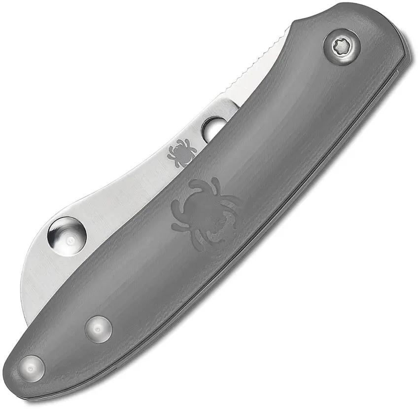 Spyderco Roadie Gray FRN EDC Knife - Notched Joint for Two-Hand Opening, Ultralight Compact Design for Everyday Carry by Spyderco