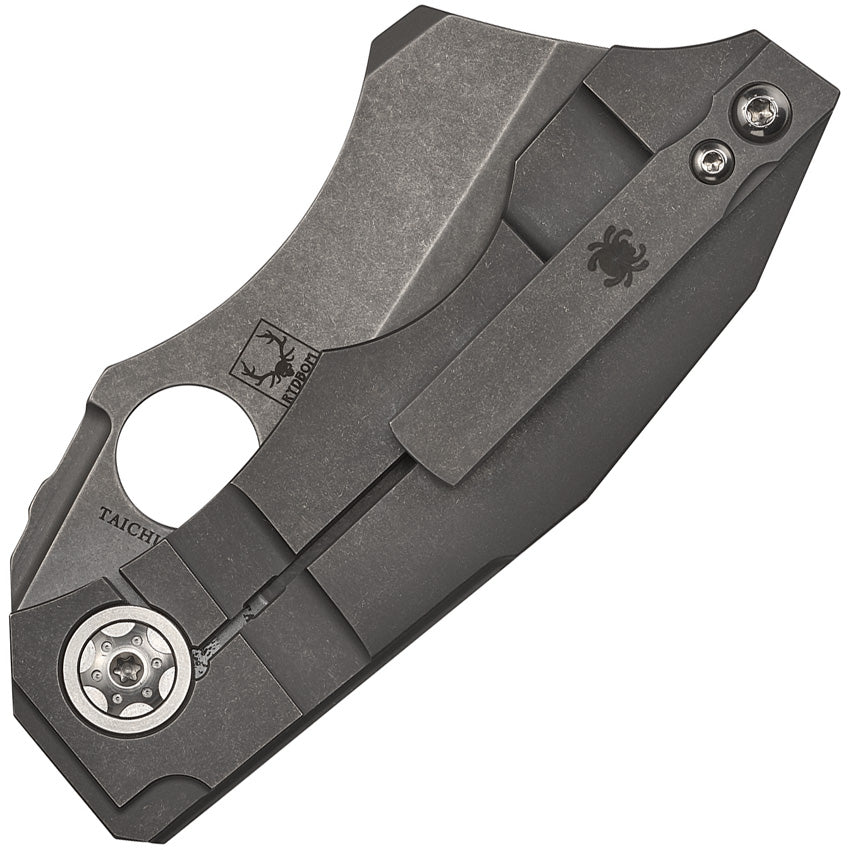 Spyderco Stovepipe RIL Titanium CPM 20CV Cleaver EDC Knife - Stonewash Finish And Lightweight Titanium Handle by Spyderco