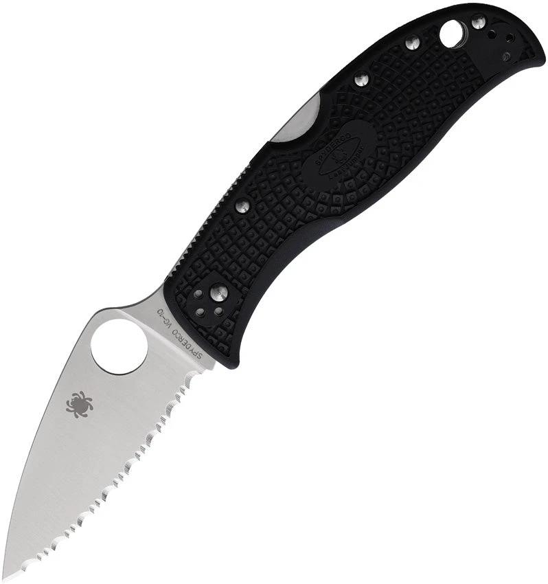 Spyderco Leafjumper Lockback Folding Knife 4.38 Inch Serrated VG10 Blade Black FRN Handle for EDC Enthusiasts by Spyderco