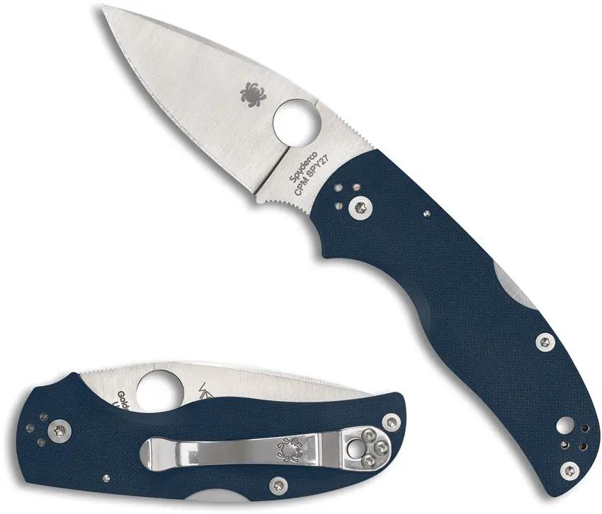 Spyderco Native 5 Lockback Blue CPM SPY27 - Lightweight EDC Knife With 3-Inch Satin Blade And G10 Handle by Spyderco