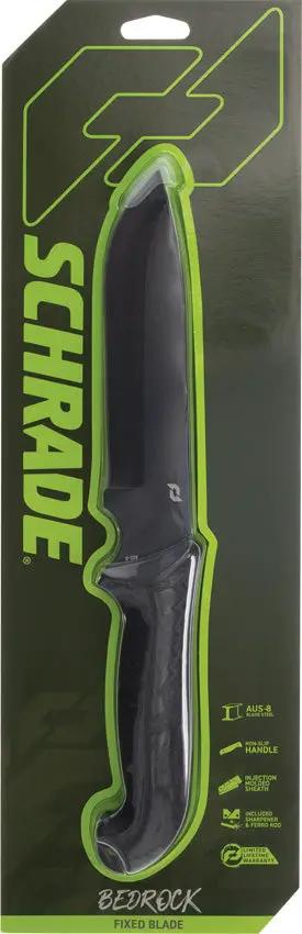 Schrade Bedrock Fixed Blade Knife - 13 Inch TiNi Coated AUS 8 Drop Point Blade Rubberized Handle For Outdoor Enthusiasts by Schrade
