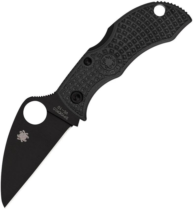 Spyderco Manbug Wharncliffe Lockback EDC Knife With VG10 TiCN Blade Black FRN Handle Lanyard Hole Pocket Clip by Spyderco