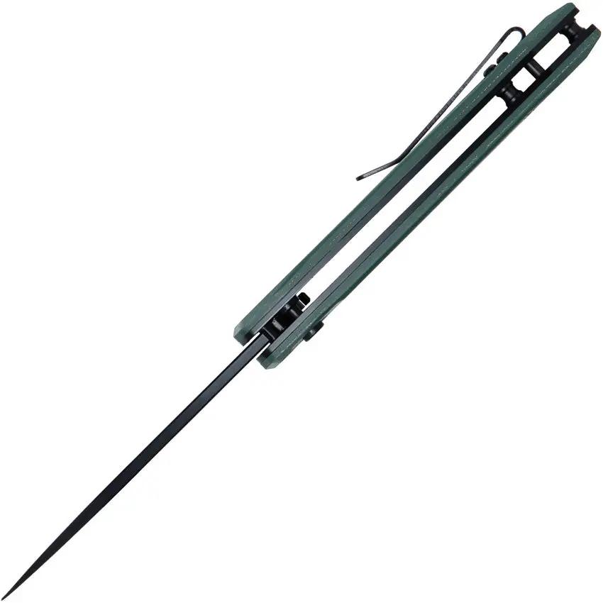 DOTS Gear Dude Button Lock Green A1058-02 - 3.34 Inch Black PVD Blade, 8Cr14MoV, G10 Handle, Zippered Case by DOTS Gear