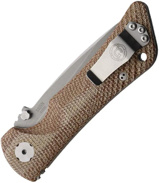 Southern Grind Spider Monkey DP Tan Canvas Micarta Knife - S35VN Drop Point Blade by Southern Grind